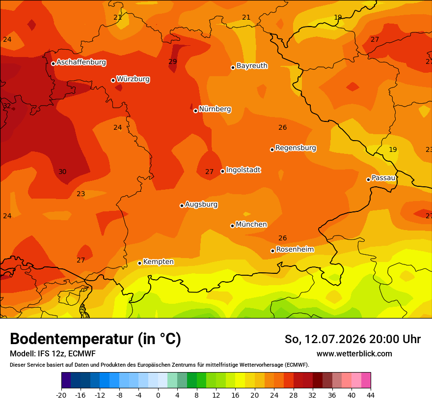 Modellkarte ECMWF – t_g – by