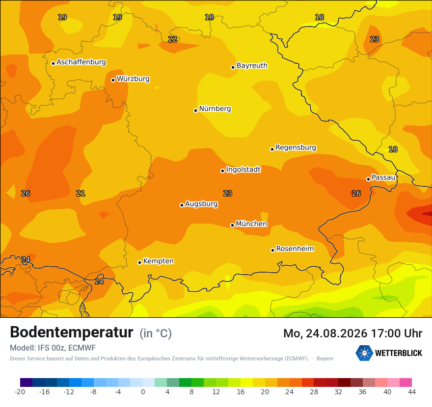 Modellkarte ECMWF – t_g – by