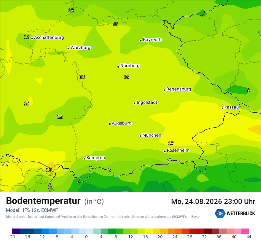 Modellkarte ECMWF – t_g – by