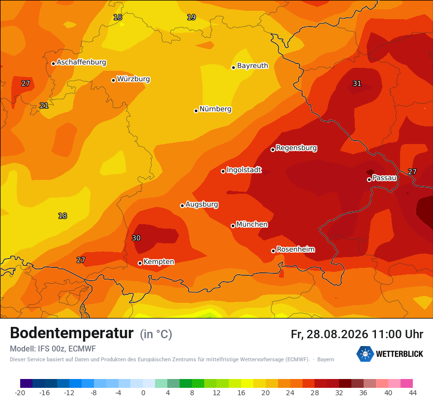 Modellkarte ECMWF – t_g – by
