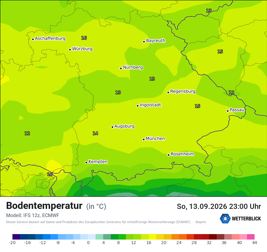 Modellkarte ECMWF – t_g – by