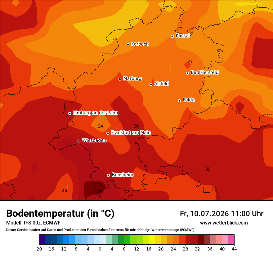 Modellkarte ECMWF – t_g – he