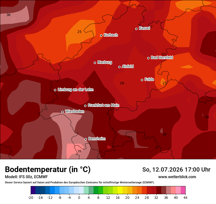 Modellkarte ECMWF – t_g – he
