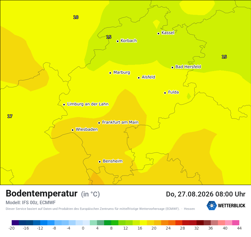 Modellkarte ECMWF – t_g – he