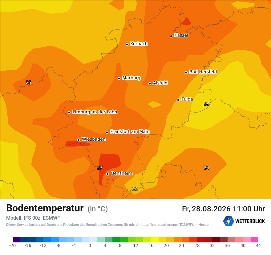 Modellkarte ECMWF – t_g – he
