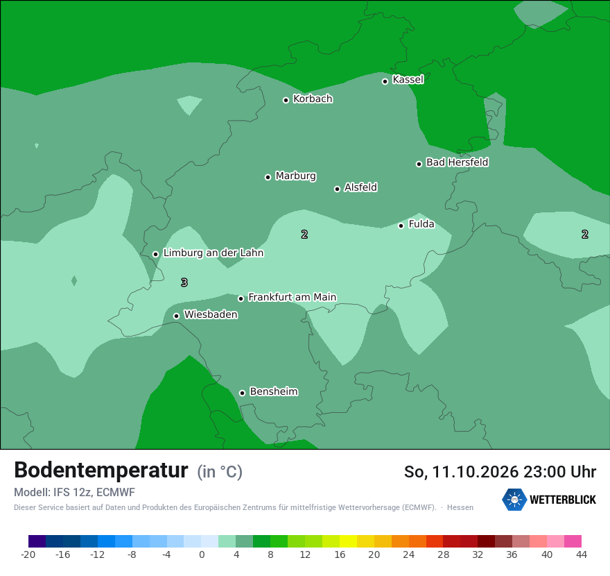 Modellkarte ECMWF – t_g – he