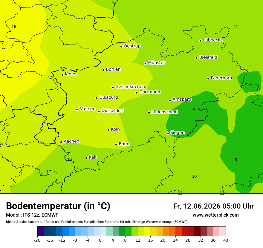 Modellkarte ECMWF – t_g – nrw
