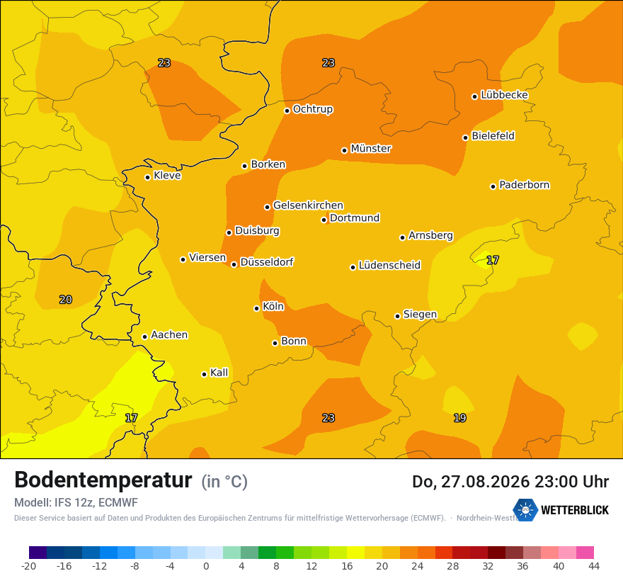 Modellkarte ECMWF – t_g – nrw