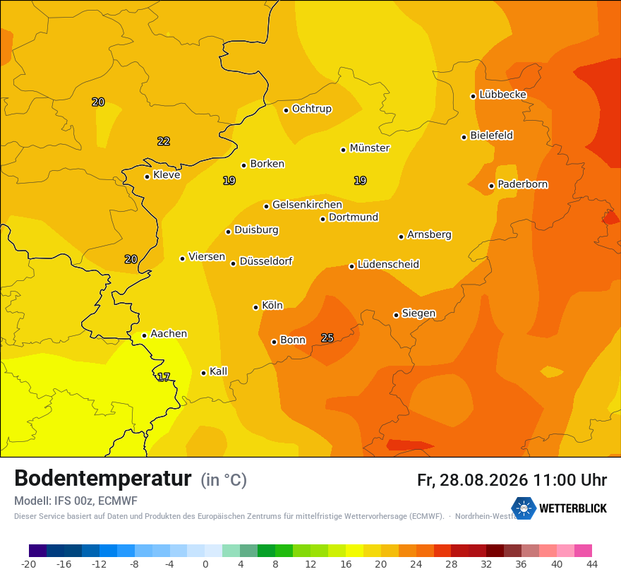 Modellkarte ECMWF – t_g – nrw