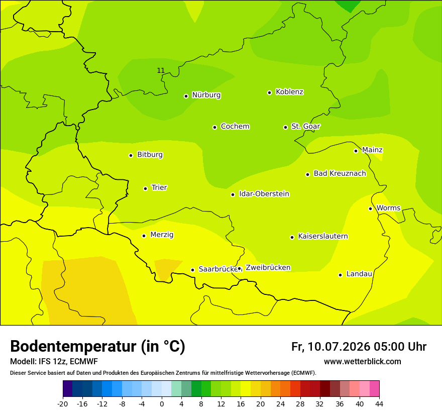 Modellkarte ECMWF – t_g – rp