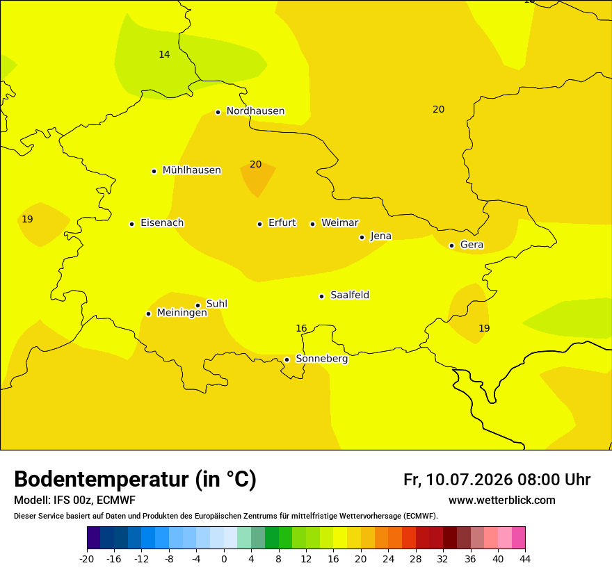 Modellkarte ECMWF – t_g – th