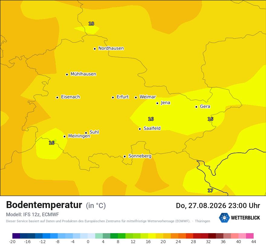 Modellkarte ECMWF – t_g – th