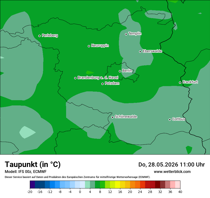 Modellkarte ECMWF – td – bb
