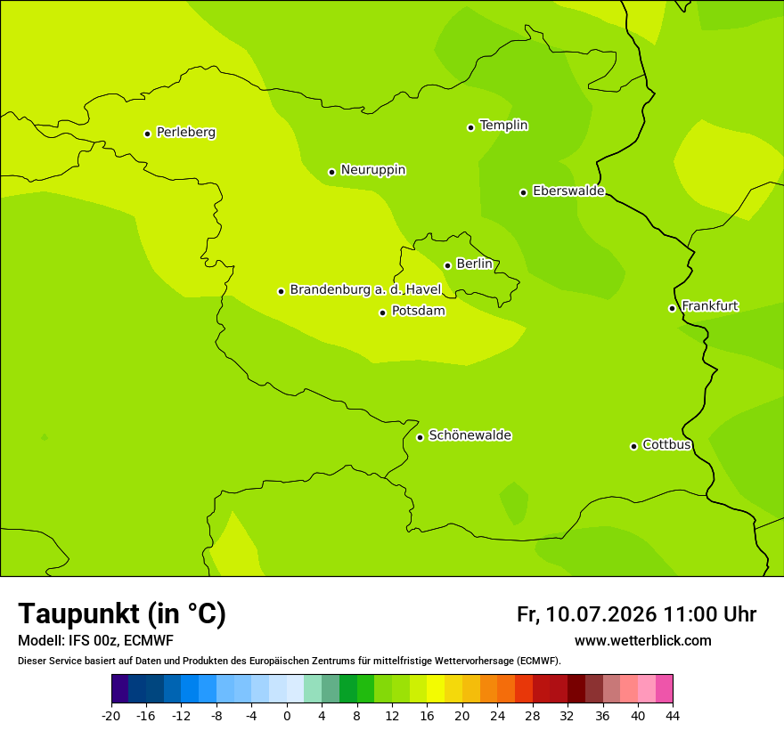 Modellkarte ECMWF – td – bb