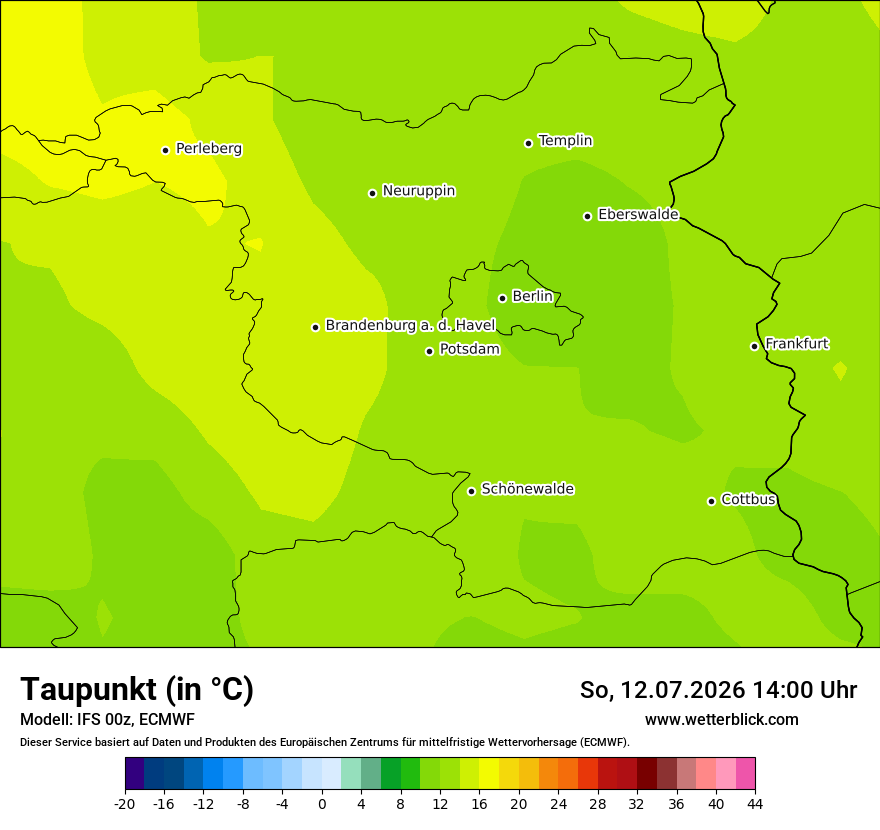 Modellkarte ECMWF – td – bb