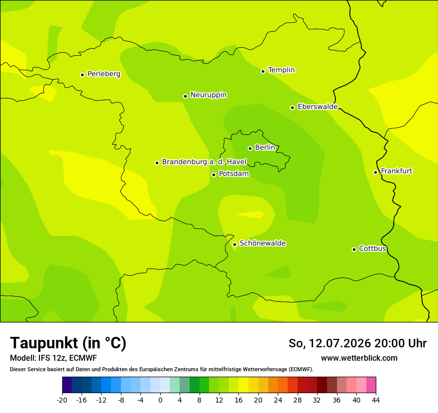 Modellkarte ECMWF – td – bb