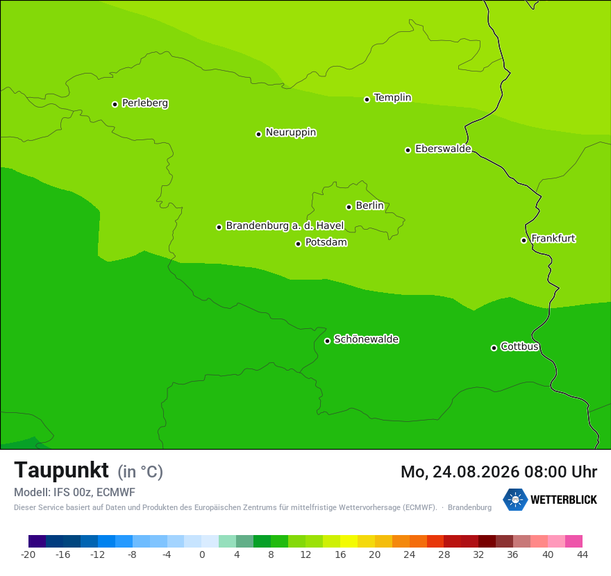 Modellkarte ECMWF – td – bb