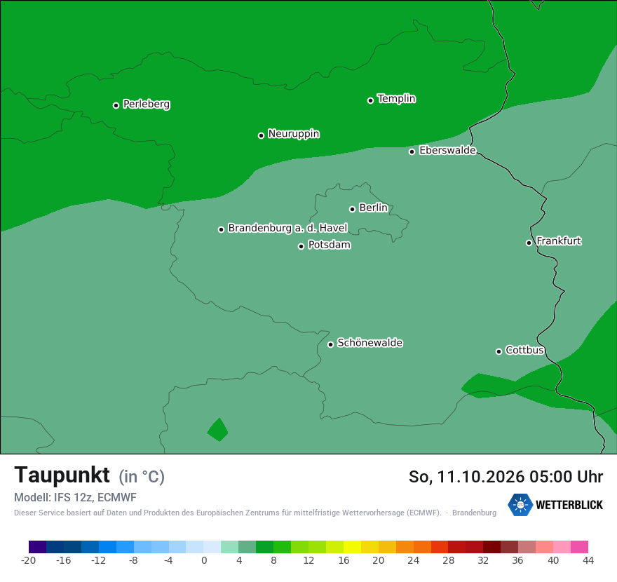 Modellkarte ECMWF – td – bb