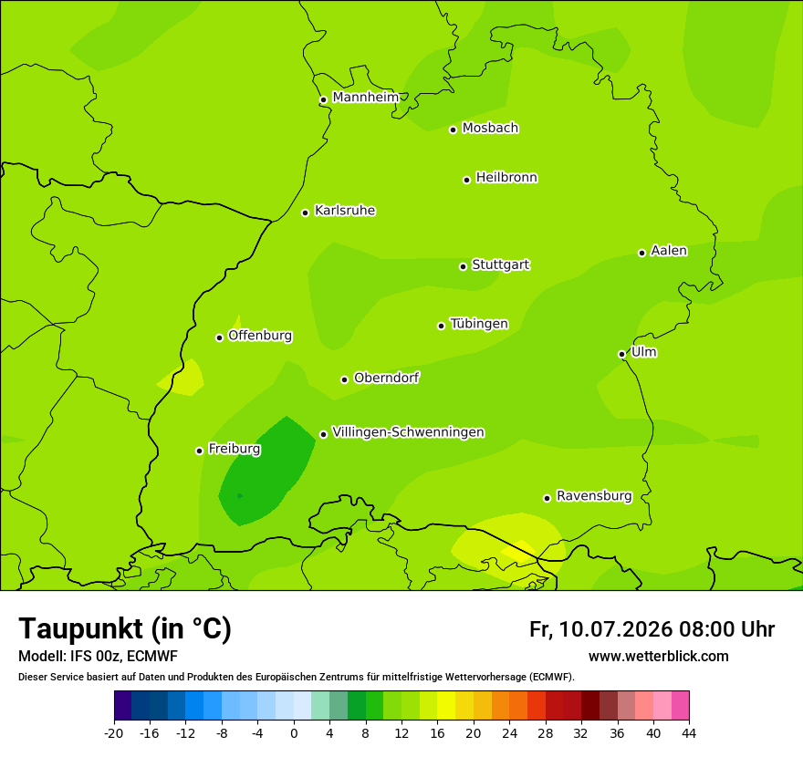 Modellkarte ECMWF – td – bw
