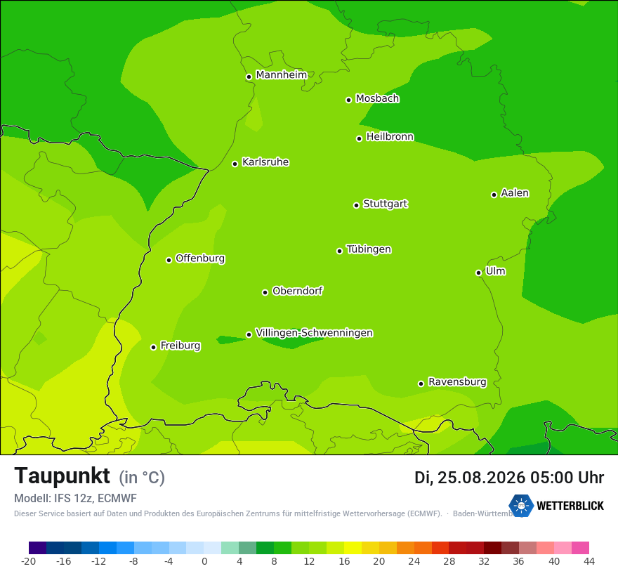 Modellkarte ECMWF – td – bw