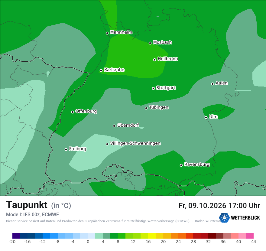 Modellkarte ECMWF – td – bw