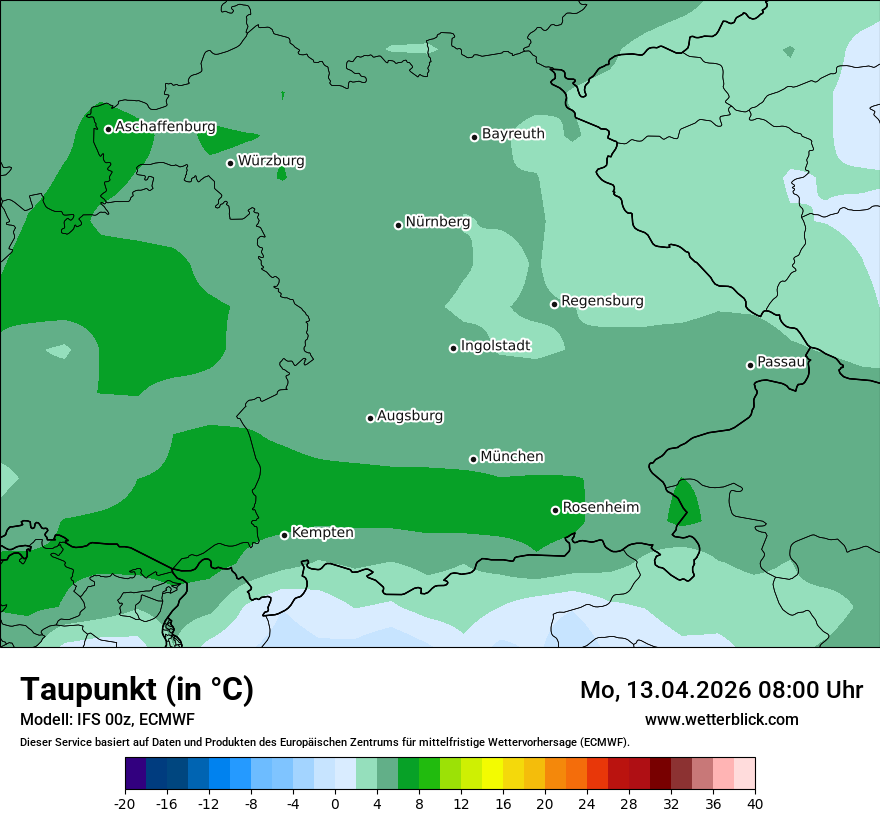Modellkarte ECMWF – td – by