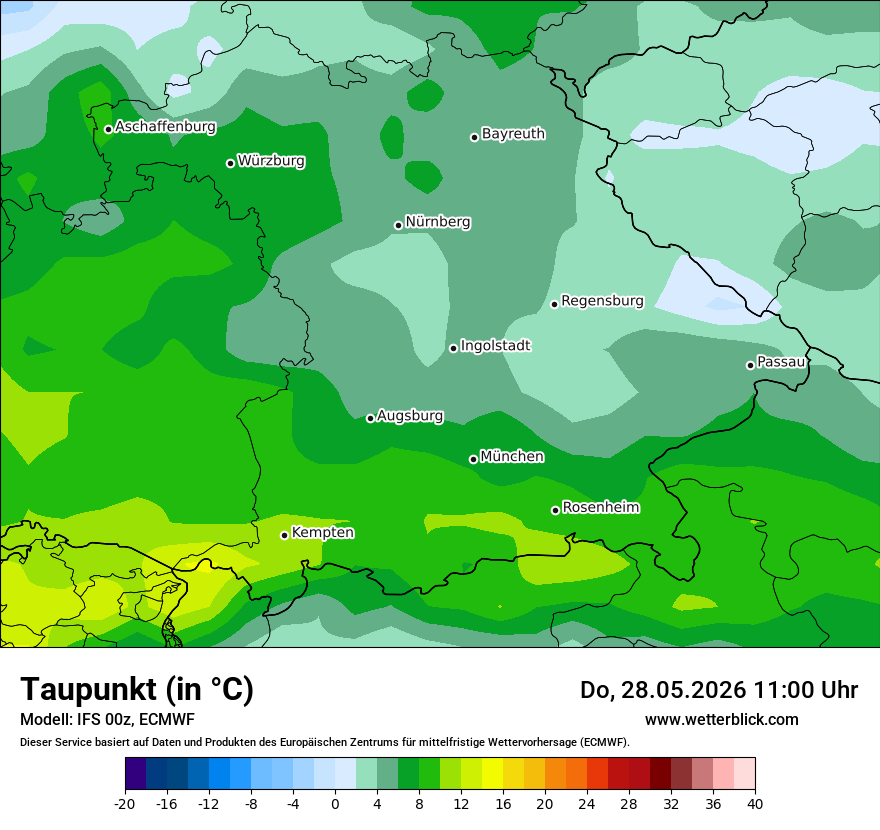 Modellkarte ECMWF – td – by