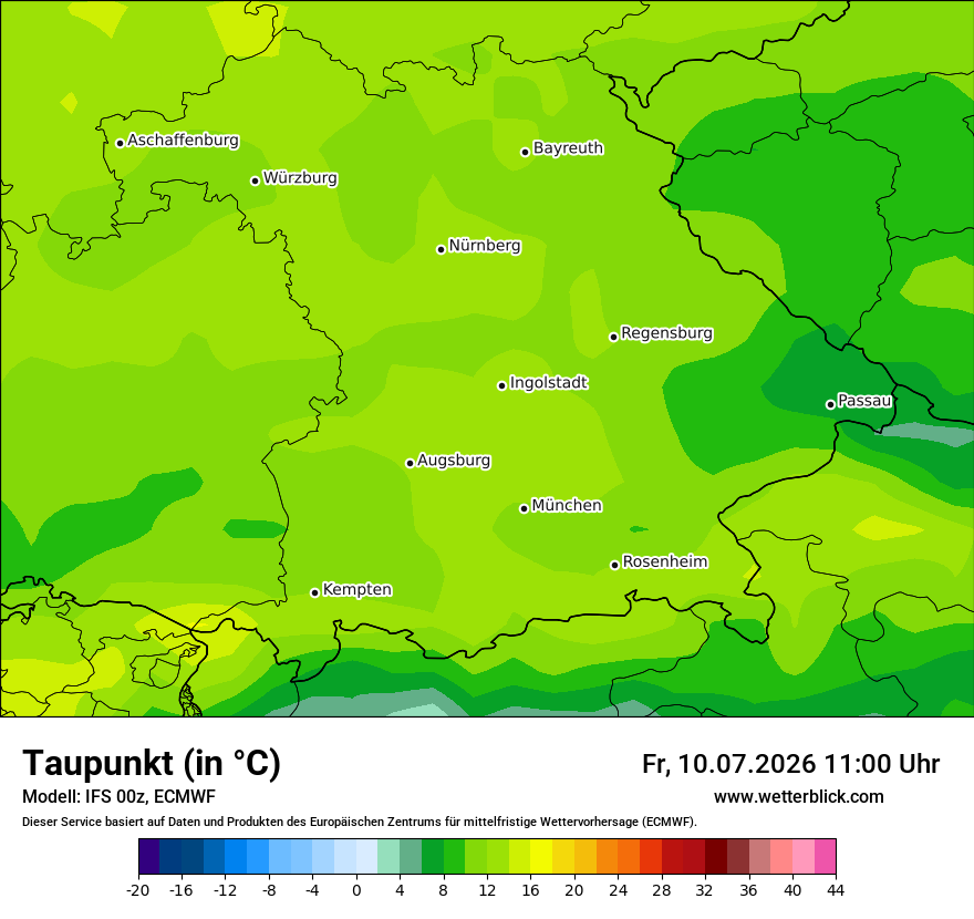 Modellkarte ECMWF – td – by