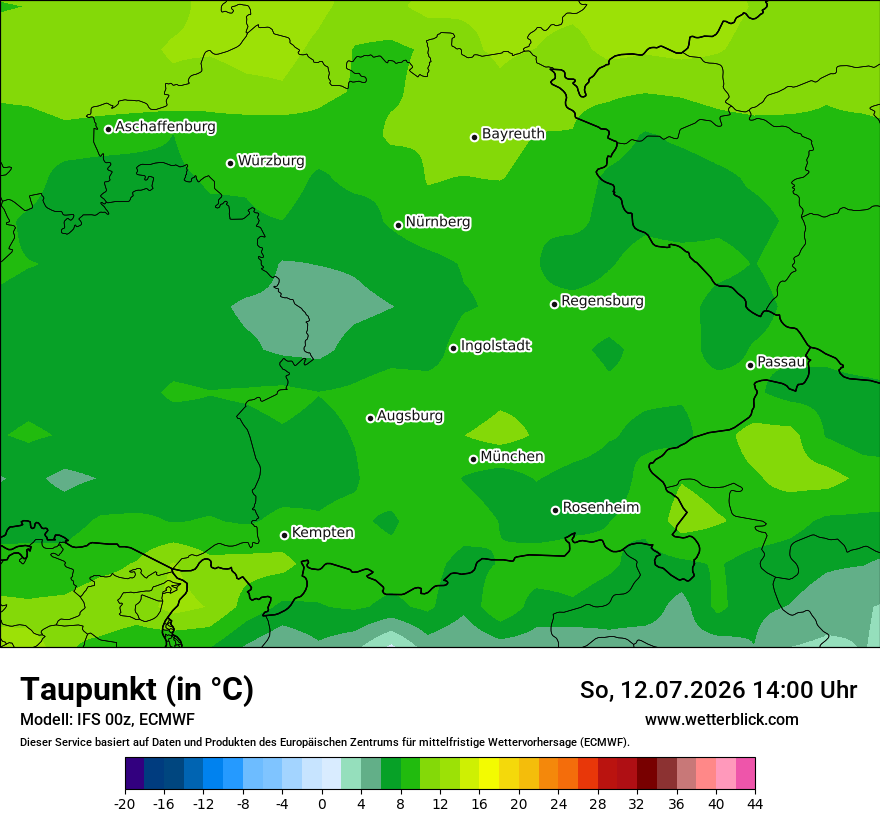 Modellkarte ECMWF – td – by