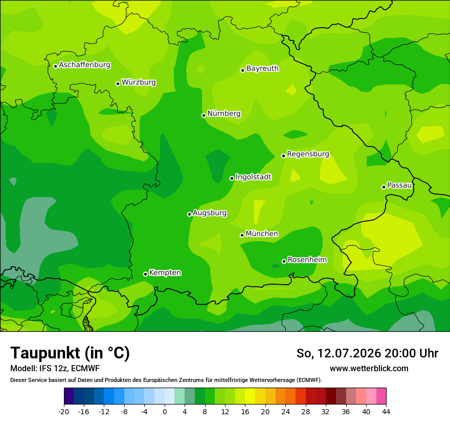 Modellkarte ECMWF – td – by