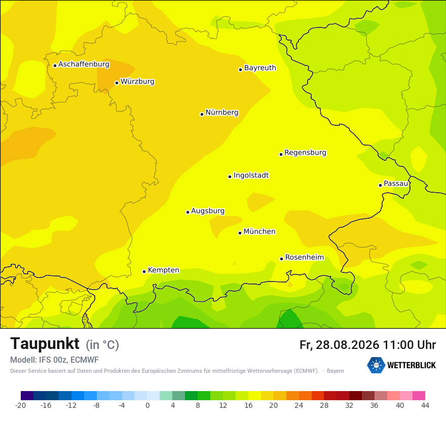 Modellkarte ECMWF – td – by