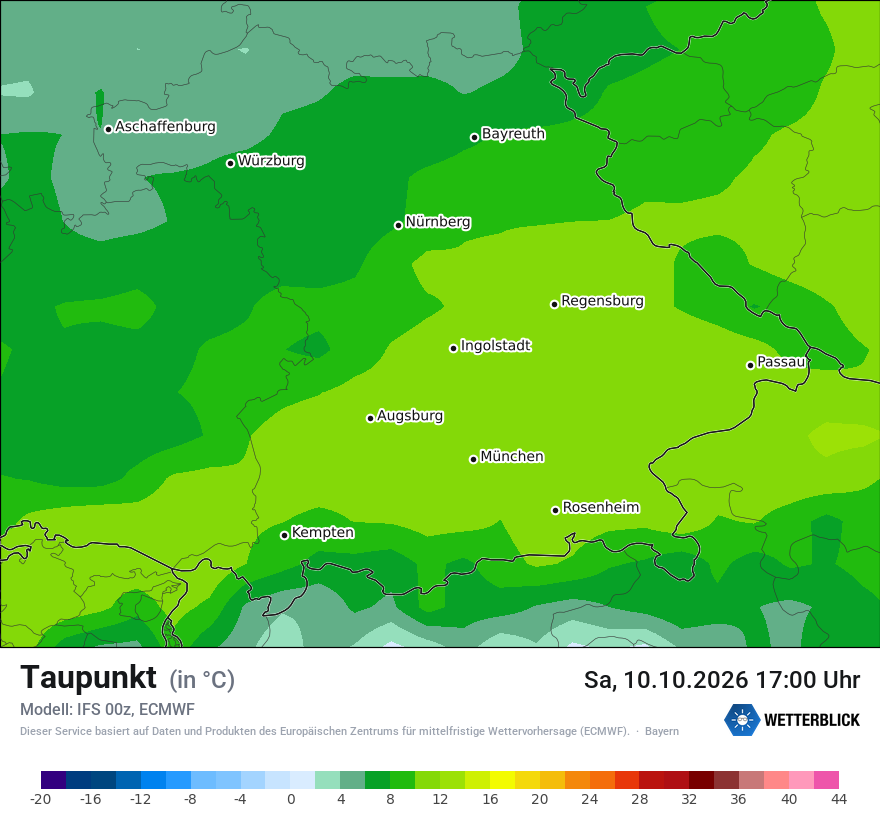 Modellkarte ECMWF – td – by