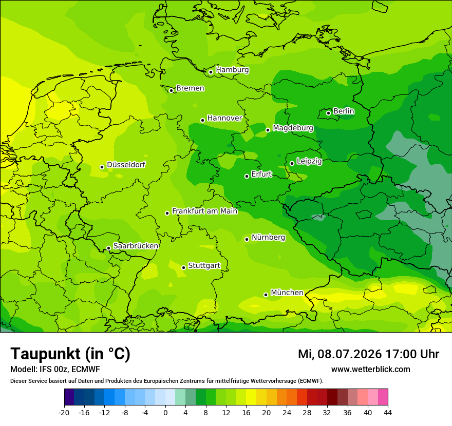 Modellkarte ECMWF – td – deutschland