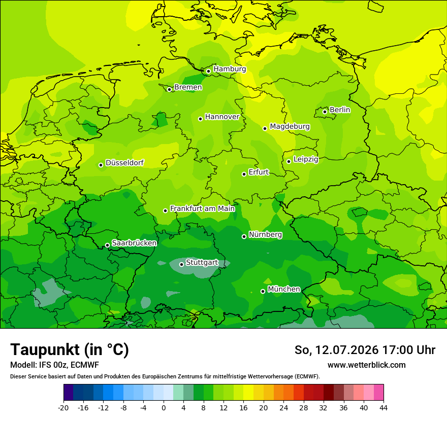 Modellkarte ECMWF – td – deutschland