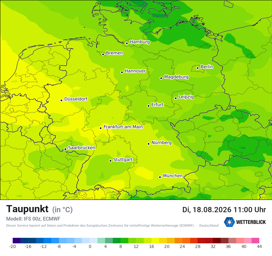 Modellkarte ECMWF – td – deutschland