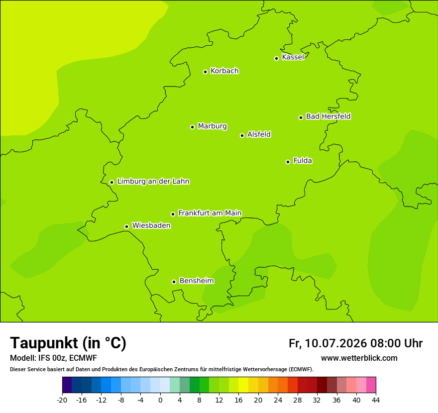 Modellkarte ECMWF – td – he