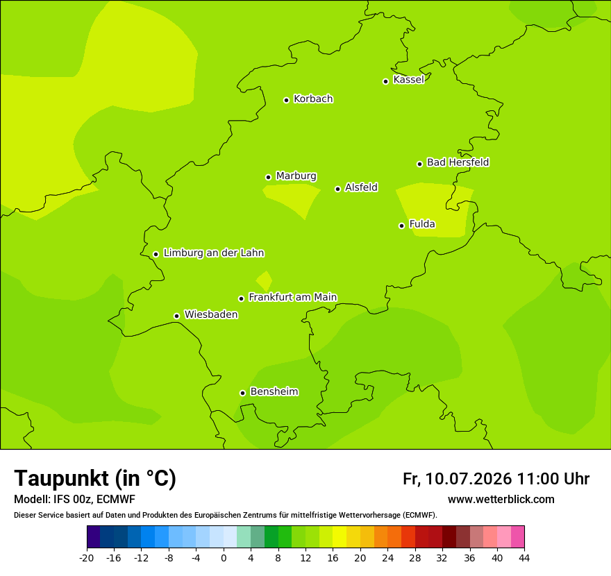 Modellkarte ECMWF – td – he