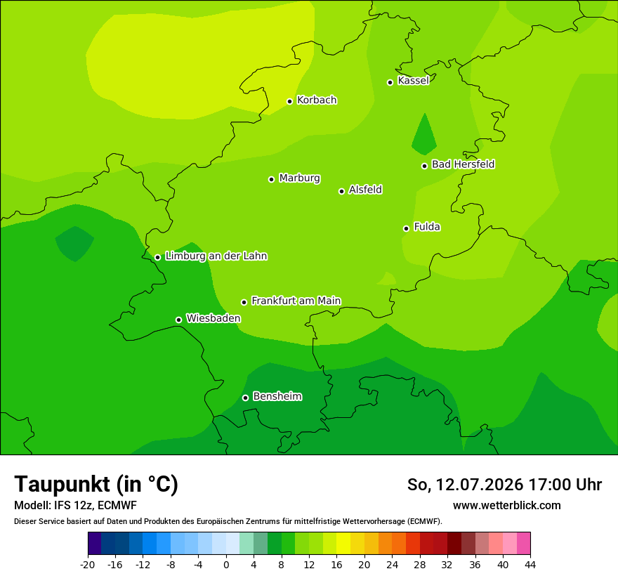 Modellkarte ECMWF – td – he
