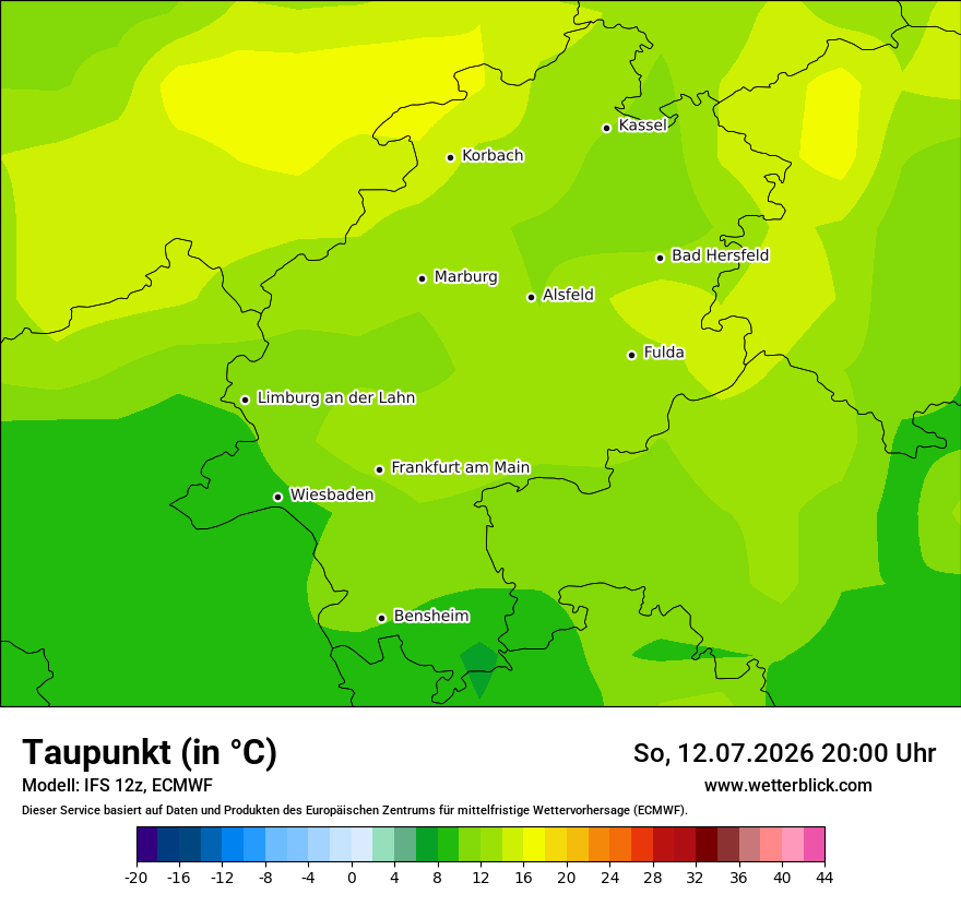 Modellkarte ECMWF – td – he