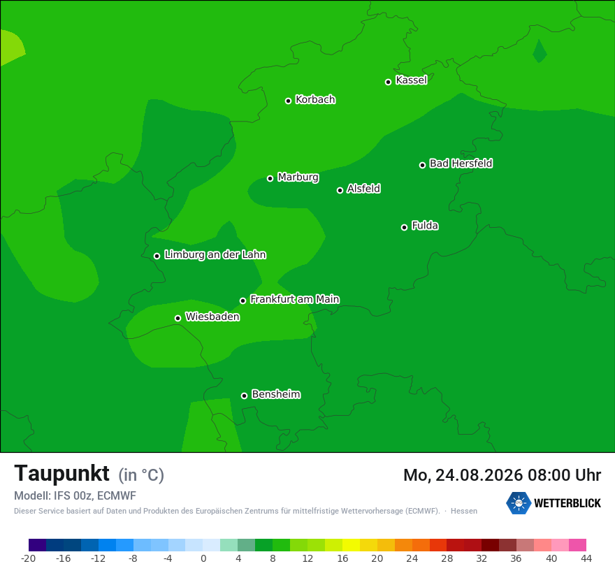 Modellkarte ECMWF – td – he