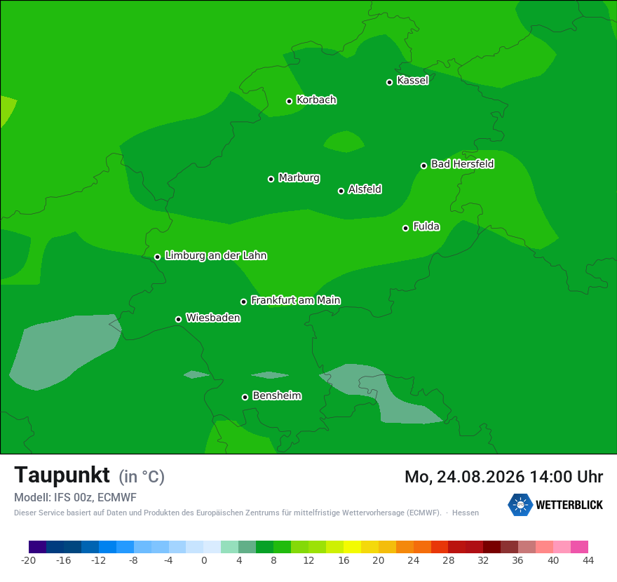 Modellkarte ECMWF – td – he
