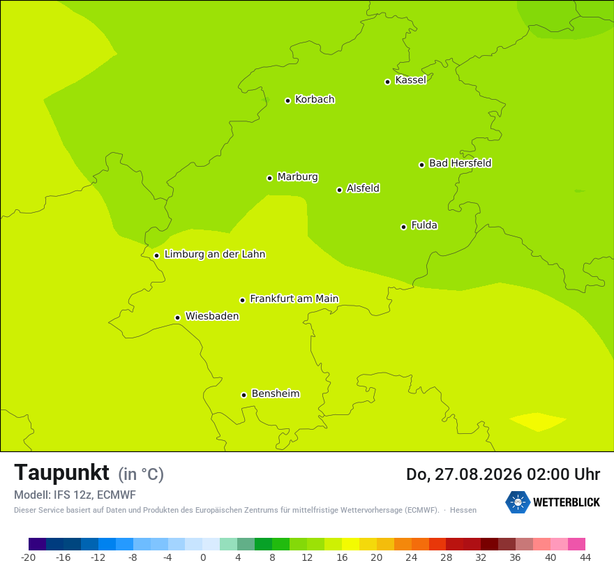 Modellkarte ECMWF – td – he