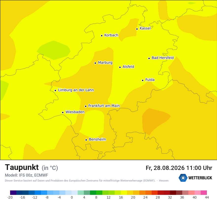 Modellkarte ECMWF – td – he
