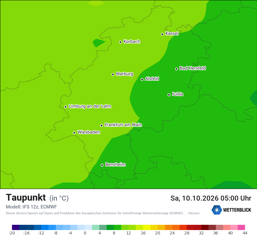Modellkarte ECMWF – td – he