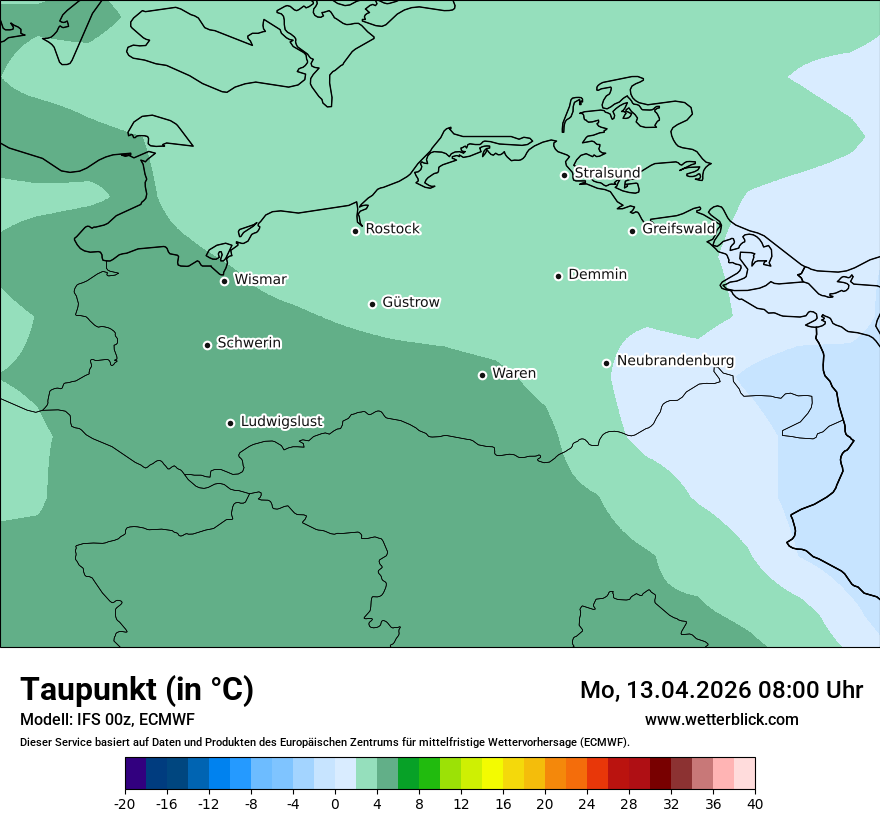 Modellkarte ECMWF – td – mv