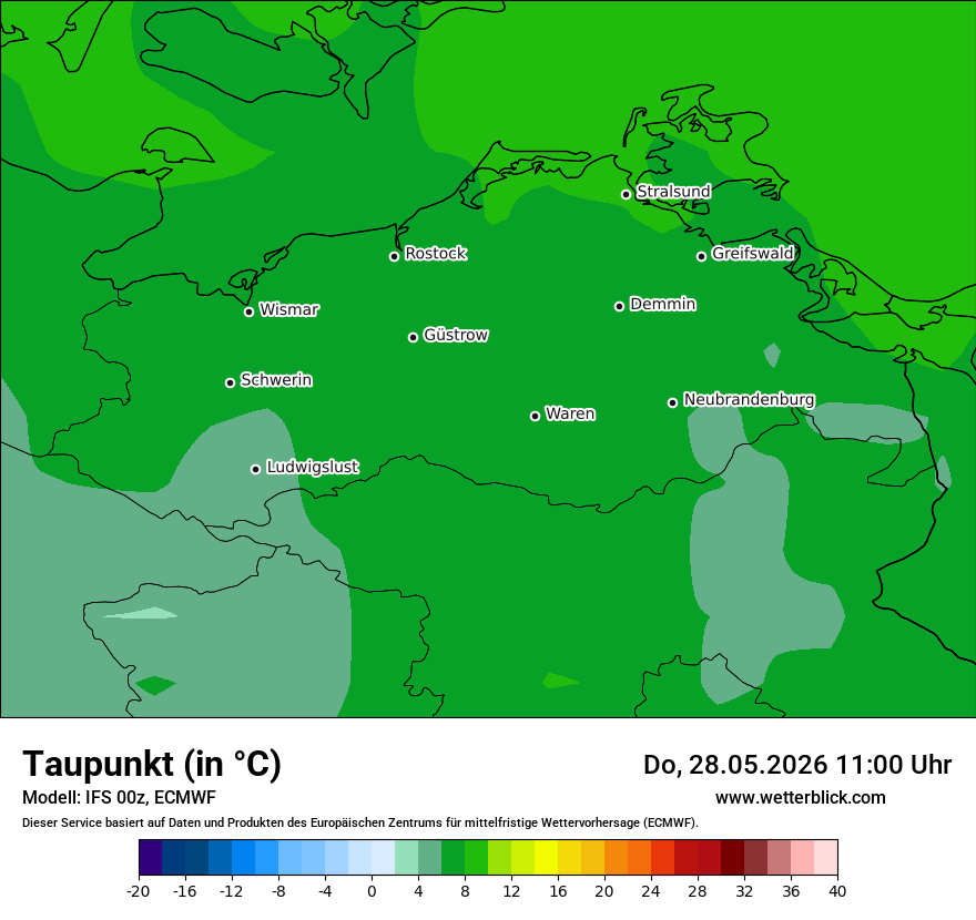 Modellkarte ECMWF – td – mv