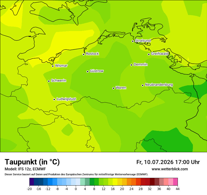 Modellkarte ECMWF – td – mv