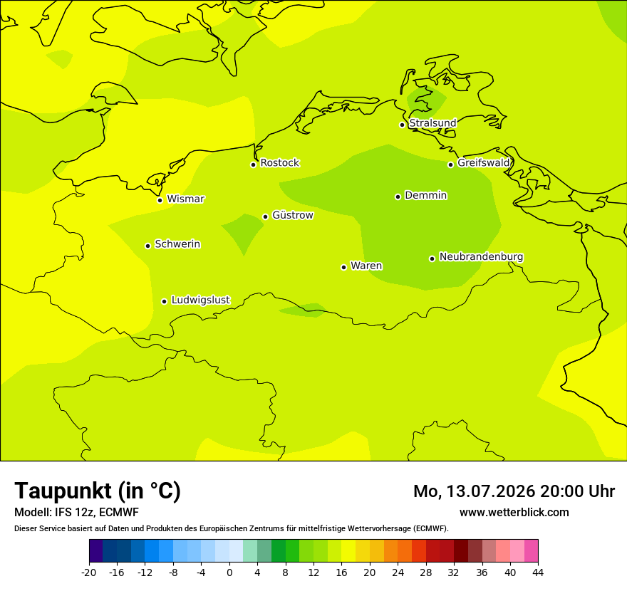 Modellkarte ECMWF – td – mv