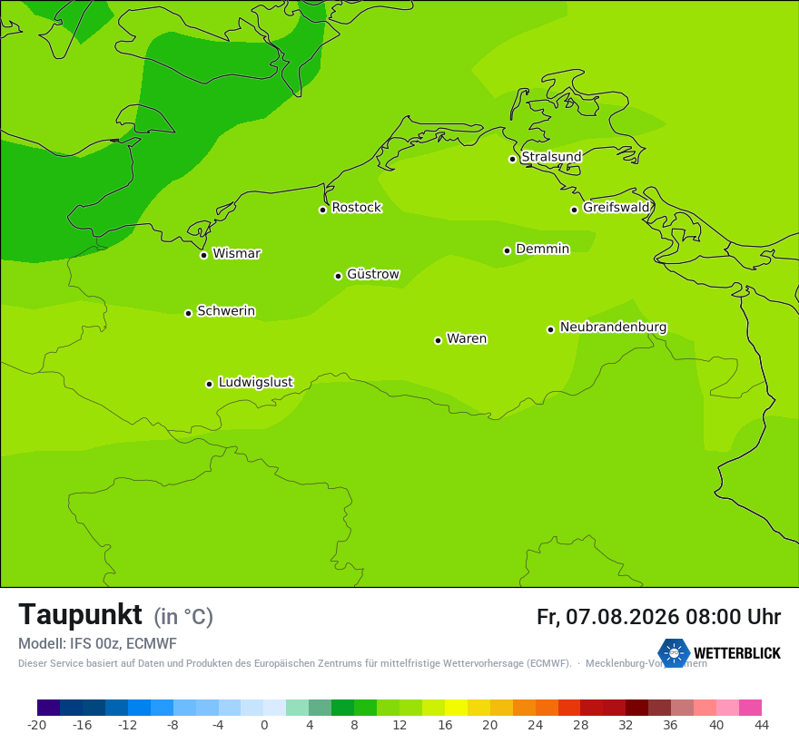 Modellkarte ECMWF – td – mv
