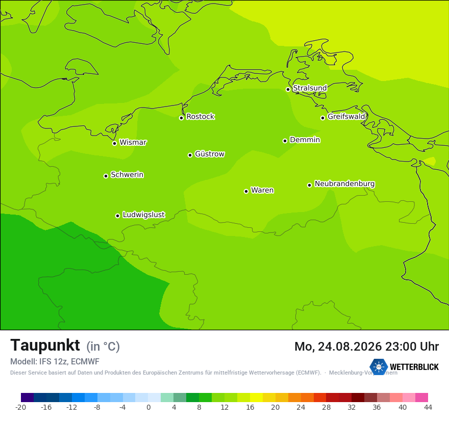 Modellkarte ECMWF – td – mv